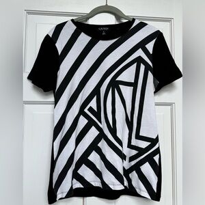 Lauren Ralph Lauren Black and White Short Sleeve Top